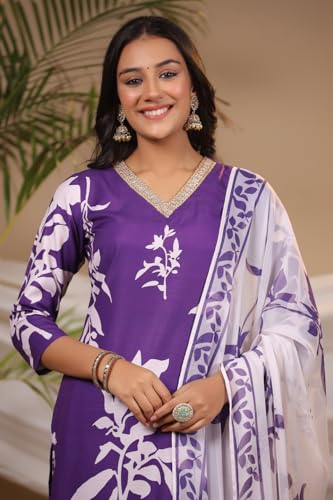 Image of ANNI DESIGNER Women Cotton Blend Kurta Pant With Dupatta