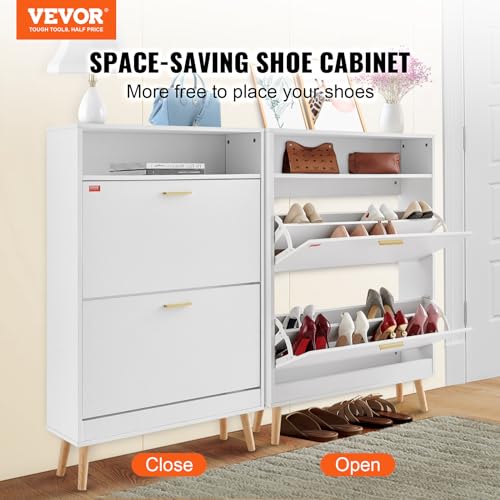 VEVOR Shoe Storage Cabinet for Entryway, 31.5\" D x 9.4\" W x 47.3\" H, White - Thumbnail 4