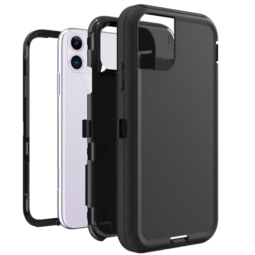 Image of Case for iPhone 11, Heavy-Duty Tough Rugged Shockproof Drop Protective Cover Phone Cases, Black
