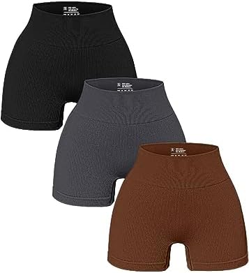 niyokki 3 Piece Womens Biker Workout Shorts Ribbed Seamless High Waisted Yoga Butt Lifting Shorts for Women Summer