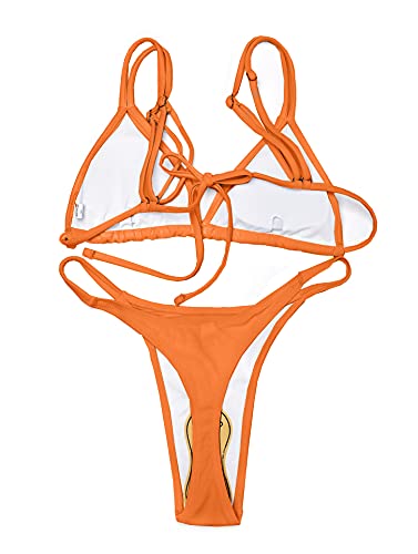 Image of Women's Sexy Thong Bottom Two Piece Bikini Double Shoulder Straps Cute Swimsuit Triangle Bathing Suit