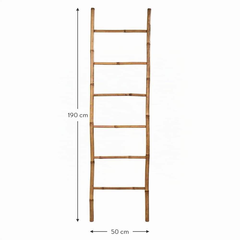 dasmöbelwerk Leiter-Regal Bambus 6 Sprossen Handtuchleiter Dekoleiter 190cm
