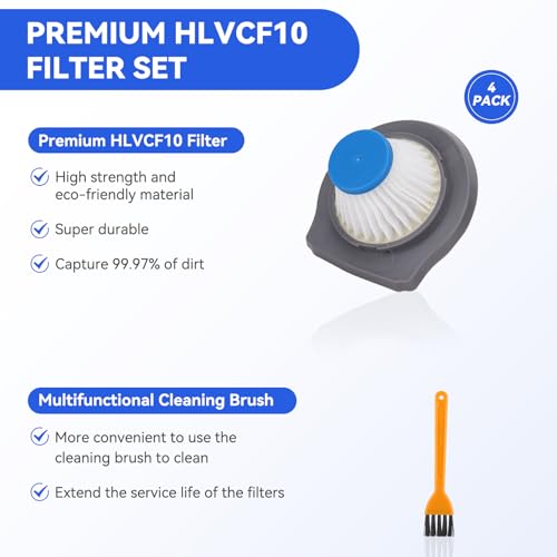Image of HLVCF10 Vacuum Filter Replacement Compatible with BLACK and DECKER Dustbuster AdvancedClean & Reviva Series Hand Vacuum Cleaner (4 Pack)