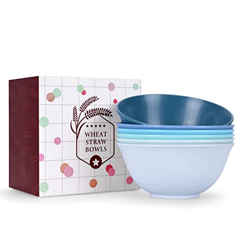 Wheat Garden 40 Oz Large Cereal Bowls, 7.2 Inch Wheat Straw Plastic Serving Bowls, Stackable Kitchen Bowls, Bpa-Free Dishwasher Microwave Safe -Sturdy Bowls For Fruit,Yogurt,Snack -Set Of 6 #TOP10