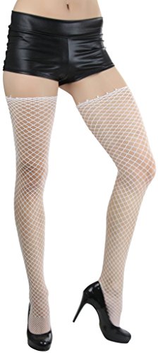 Image of ToBeInStyle Women's Seductive Punk Rock Basic Unfinished Rawedge Fishnet Thigh Highs