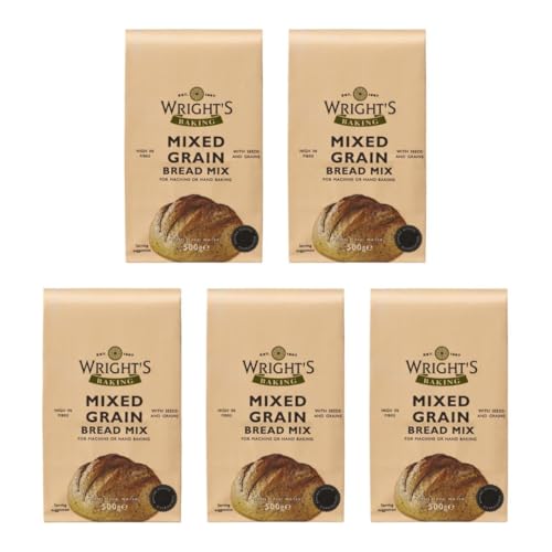 Wrights Mixed Grain Bread Mix 5X500g - Mixed Grain is a complete bread mix with nine different grains and seeds that gives it its distinctive taste - For Machine or Hand Baking