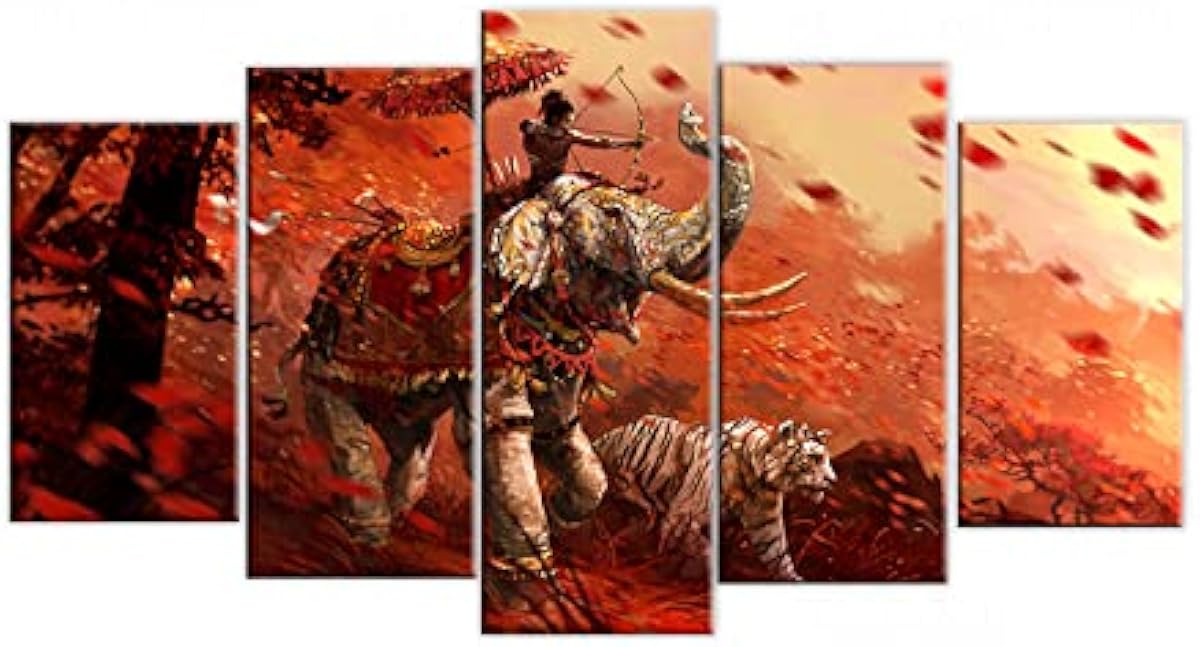 ストアスペシャルセール ポスター イラスト キッチンの写真壁の装飾5ピース象の虎の写真壁の装飾リビングルームアートワークの写真寝室 x30cmx2 x40cmx2x50cmx1額入り 売れ筋商品 Www Civilittee Hu Com