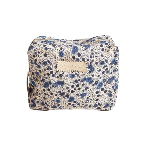 Trousse de toilette de luxe Lily and Lionel Nola Aster imprimé fleuri bleu