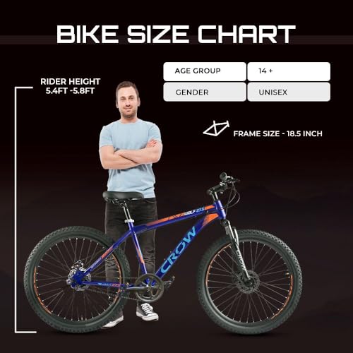 Image of CROW - Wolf Single Speed Cycle | 27.5 inch INCH Cycle for Boys and Adults | 27.5 Inch Mountain Bicycle with Dual disc Brakes and Front Suspension Fork | Unisex