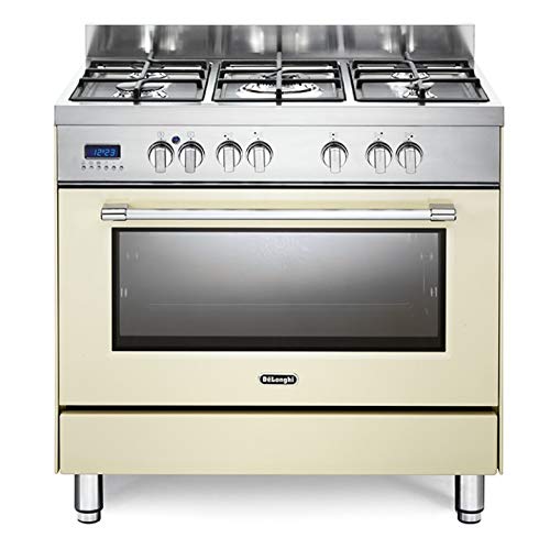 Cucina A Gas Con Forno Elettrico Ventilato, N° 5 Fuochi, 90X60 Cm, Colore Crema