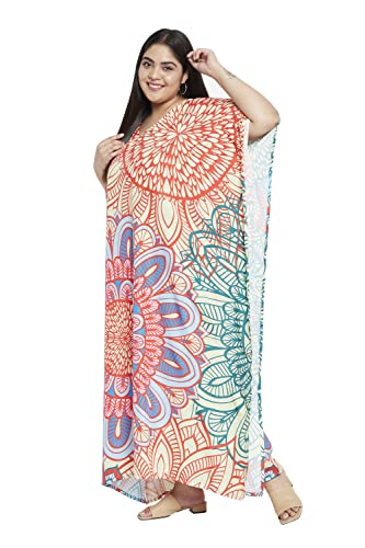 Image of Oussum Women Plus Size Kaftan Kimono Loose Maxi summer dresses for women Beach 3 /4 Sleeve Casual lounge dress Boho