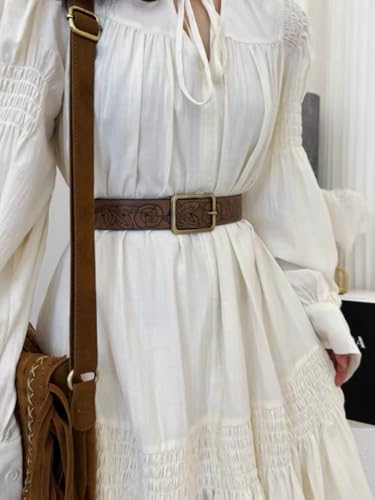 Women's Western Belts Vintage Graphic Belts Leather Cowgirl Belt for Jeans Brown Men Cowboy Style Engraved Buckle Belt4