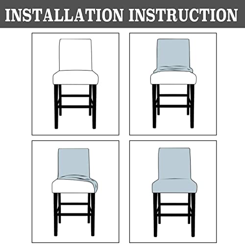 Sonnach Pu Waterproof Bar Stool Chair Covers For Counter Height Chair Covers,Low Back Chair Covers (Light Grey, 2) #TOP6