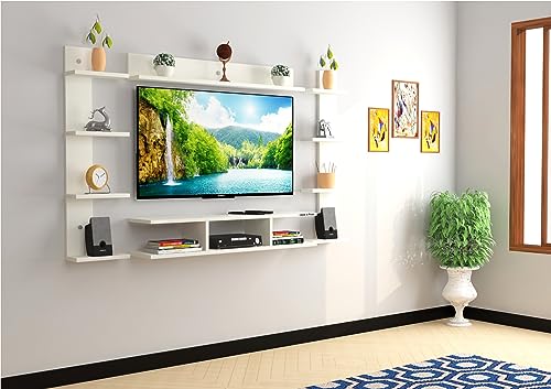 Odestar TV Unit Stylish Design with Engineering Wood Finish TV Stand Wall Mount with Set Top Box Stand and Wall Shelf Display Rack Suitable for Modern Homes for Upto 32 Inch TV (White) Odestar TV Unit Stylish Design with Engineering Wood Finish TV Stand Wall Mount with Set Top Box Stand and Wall Shelf Display Rack Suitable for Modern Homes for Upto 32 Inch TV (White)