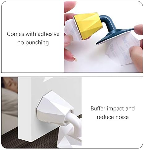 Miniatura 3 de Paquete de 5 topes autoadhesivos para puerta montado en el suelo, tope de puerta de seguridad, soporte de puerta silencioso, protector de pared para