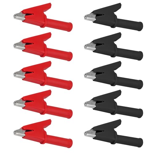 DIANN 10pcs Alligator Clips Full Insulated Crocodile Clips with 4mm Socket Banana Jack Copper Test Clamp Wire Clip 30A for Elect
