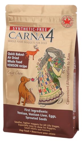 CARNA4 All Life Stages Easy Chew Venison Formula Dry Dog Food (5lbs, Venison)