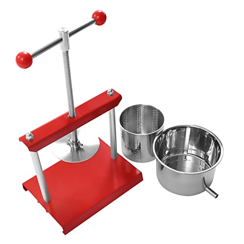 Fruit Wine Press, 1.6 Gal 6L Manual Press Machine, Stainless Steel Fruit Apple Juicer, Honey Olive Oil Making Press with T Handle, Grape Crusher Juice Maker for Outdoor Kitchen Home Store (3L/0.8gal)