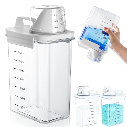 Yudobliss Waschmittel Aufbewahrung, Waschmittelspender, 1800ML Waschmittel Dosierhilfe, Waschpulver Aufbewahrungsbox, Waschpulver Dosierer, zur Verwendung in Waschmitteln