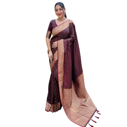 Image of Women's Kanjivaram Soft Silk Banarasi Saree With Blouse Piece | Banarasi Sari For Women | Saree with Blosepiece