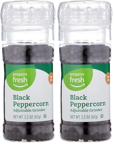 Image of Amazon Fresh, Black Pepper Grinder, 2.2 Oz (Pack of 2)
