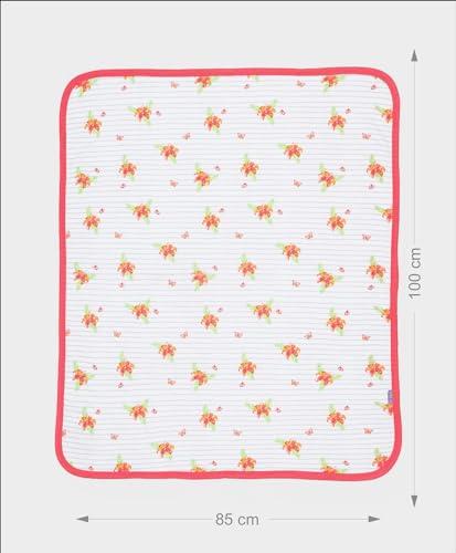 Image of Mi Arcus Embroidered Premium 100% Cotton Ultra-Soft Blanket for Baby Boys Girls 0-12 Months, 100x85 cm - Multicolor