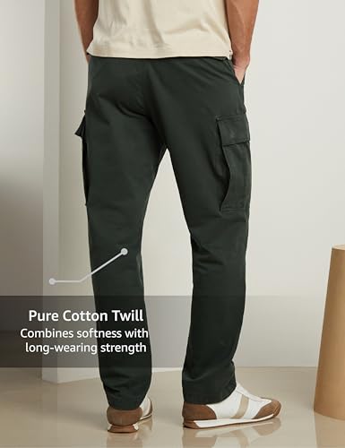 Image of Symbol Premium Men's Regular Fit Washed Cargo Pants (Pure Cotton | Relaxed Fit)