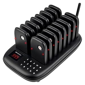Retekess TD175 Drahtloses Pager Rufsystem, Restaurant Pager System,Vibration, Sofort Einsatzbereit Ohne Pairing, 7 Anrufmodi, 500M, für Restaurant Bar