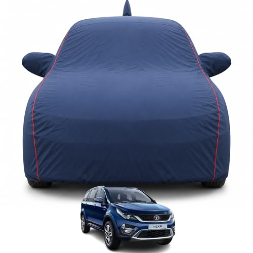 Image of Premium Car Cover for Tata Hexa Model | Waterproof, UV & Dust Protection | Mirror & Antenna Pocket | Triple Stitched, Soft Inner Lining, Belt & Buckle (Navy Blue)