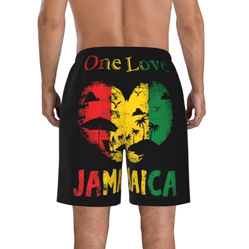 Jamaica Reggae Rasta Marijuana Leaf Men'S Swim Shorts Beach Trunks Quick Dry Hawaiian Swimming Shorts with Pockets3