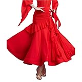 Yhhsgscr Ballroom Performance Wear for Ladies Ruffles Tango Latin Dance Clothes Adult National Standard Dancing Skirt,C,XL