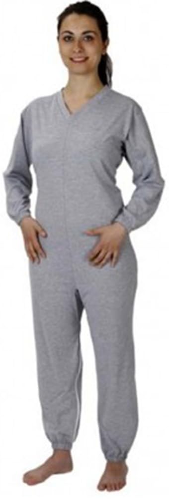 Orione Safte - Pijama desmontable de 24 h de algodón elástico con cremalleras unisex gris (manga larga, talla grande)