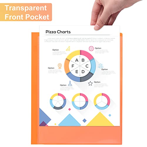 Eoout 5Pcs Plastic Folders With Clear Front Pocket, Heavy Duty Folders With 4 Pockets For Office And School, Letter Size, 5 Assorted Colors #TOP3