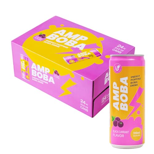 Image of Hojalicious - AMPBOBA Energy Popping Boba Drink (Case of 24, Black Currant)