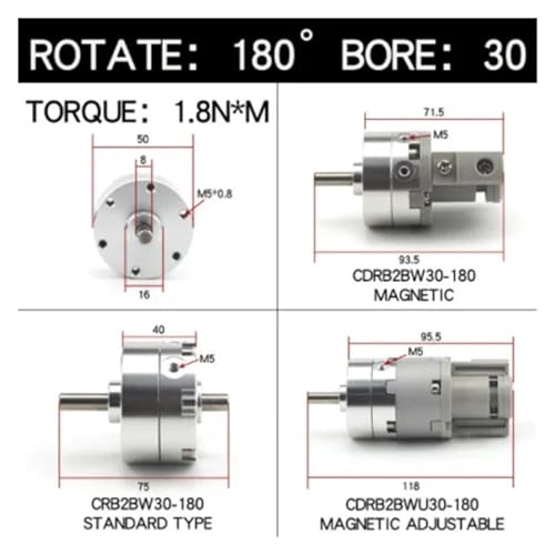 Cilindro oscilante CRB2BW neumático rotativo de paletas industriales 3