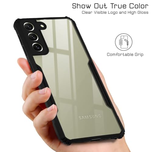 Image of Jkobi Back Case Cover for Samsung Galaxy S21 FE 5G (Shockproof with Polycarbonate Clear Panel | Professional Black)