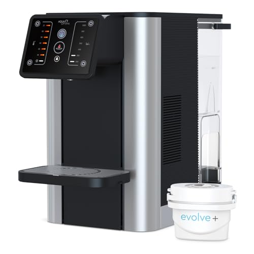 Aqua Optima Aurora Dispenser d'acqua con filtro istantaneo caldo e freddo, capacità 3,8 l, include 1 filtro acqua Evolve+ da 30 giorni per la riduzione di microplastiche, cloro, calcare e impurità