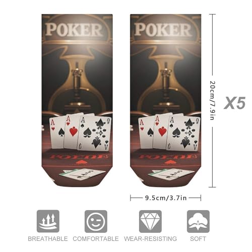 Poker Tournament Ankle Socks Men's Running 5 Pack Comfort Breathable Short Sports Sock Performance No Show Socks2