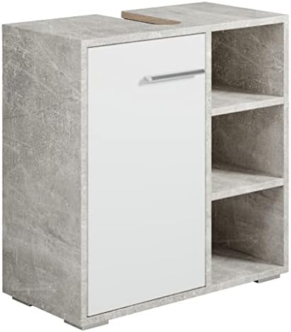 Mobiletto Sottolavello Con Intaglio A U - 6 Ripiani, Legno Bianco/Grigio 60x30x68 Cm | Organizza Il Bagno