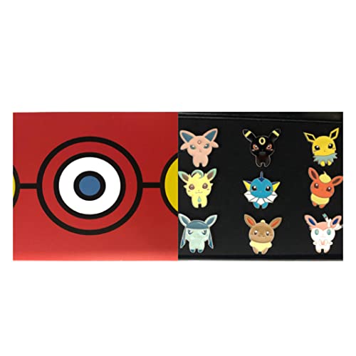 OYSTERBOY 9pcs Pocket Monster Eevee/Vaporeon/Jolteon/Flareon/Espeon/Umbreon/Leafeon/Glaceo/Sylveon Zinc Alloy Brooches Pin for Bags Clothing Gifts Cosplay DIY (9Pcs Cute)