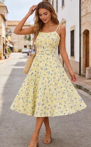 Image of Belle Poque Women's Spaghetti Strap Midi Vintage Tea Party Dress | Belle Poque Women's Spaghetti Strap Midi Vintage Tea Party Dress,A-line,Cocktail Dress,Graduation Homecoming Dress
