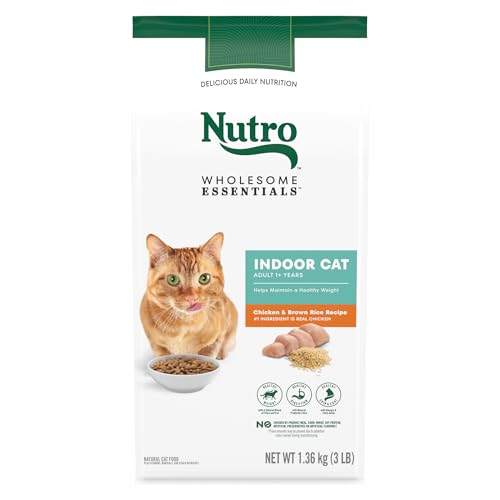 NUTRO WHOLESOME ESSENTIALS Indoor Adult Dry Cat Food Chicken & Brown Rice, 1.36 kg, Bag