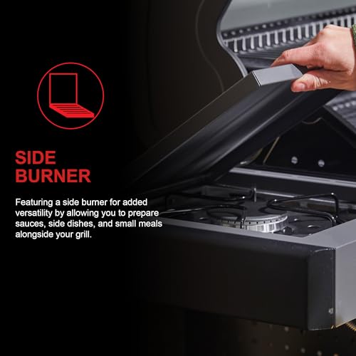 Grillstream Classic 2 Burner Freestanding Barbecue with Side Burner, Gas & Charcoal Hybrid Grill for Gardens, Griddle Included, Matt Grey - Image 5