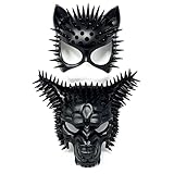 Steampunk Men & Women Horror Devil Spike Masquerade Mask For Halloween Cosplay Burning Man EDC Party (Couple Black)