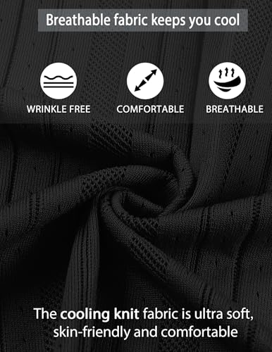 COOFANDY Mens Knit Button Down Shirts Crochet Polo Shirts Vintage Short Sleeve Textured Shirts Summer Beach Tops4