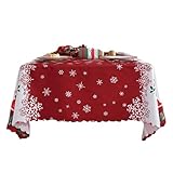 Mantel de Navidad, Mantel Rectangular Impermeable, Mantel de Navidad para Interiores y Exteriores, decoración de Navidad para el hogar, Comedor, decoración navideña para Mesa