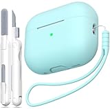 Picture of MHYALUDO for AirPods Pro 2nd Generation Case Cover, Military Grade Anti-Fall Soft Silicone Shock-Absorbing for AirPods Pro Case Skin Touch with Keychain and Cleaning Kit, Turquoise