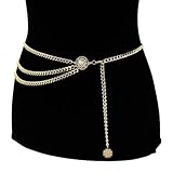 YAZWUR Taillenkette Gold Damen Pirat Zubehör für Karneval Fasching Halloween Kostüm Piraten Schmuck Verstellbarer Kettengürtel Metall