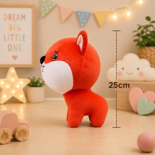Image of Plush Dog Stuffed Animal Toy, Orange and White, Soft Cuddly Design