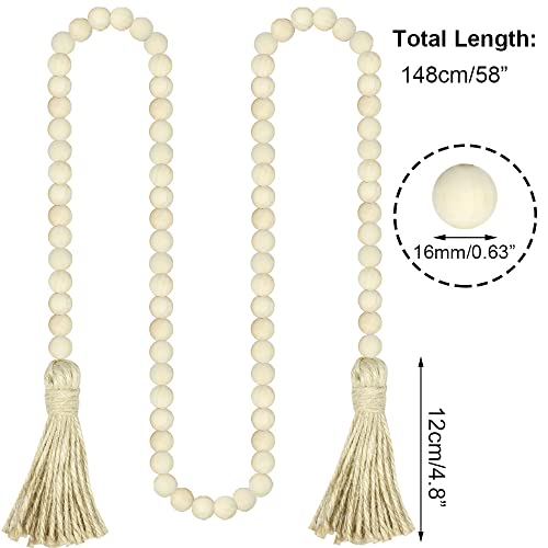Guirlande de perles en bois naturel 147,3 cm pour décoration de table et salon cosy - 4
